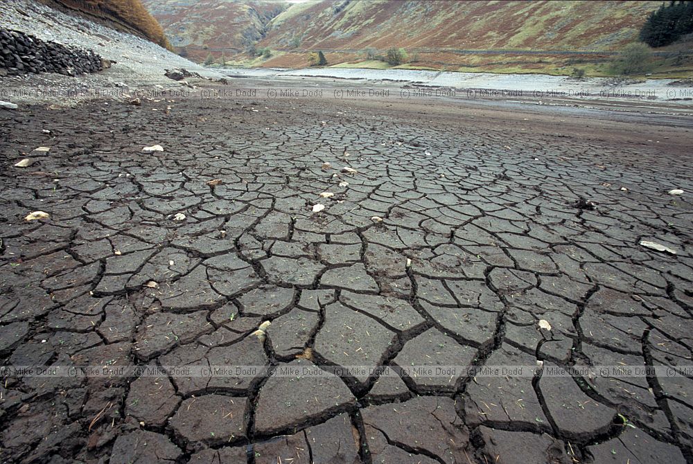 Cracked mud during drought, Hawswater reservoir, Lake District