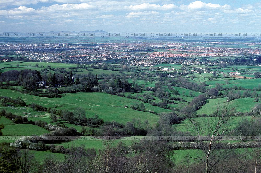 Farmland looking west from the cotswolds, Gloucestershire