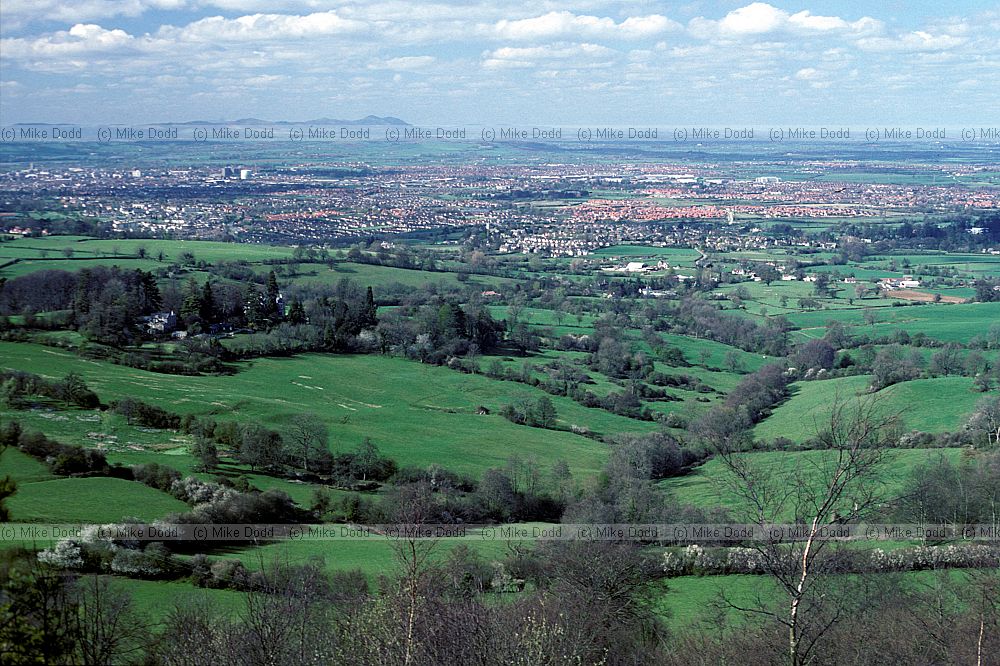 Farmland looking west from the cotswolds, Gloucestershire
