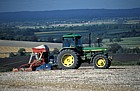 Seed drilling with tractor on south downs, Sussex