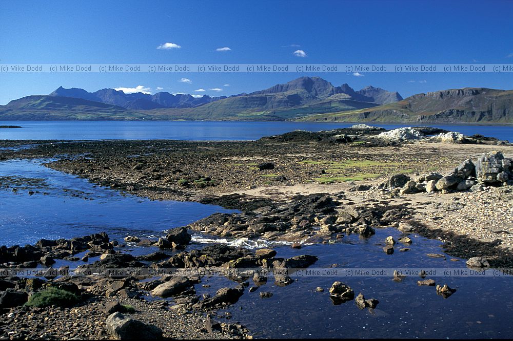 Distant Cullin mountains from Tokavaig, Skye, Scotland