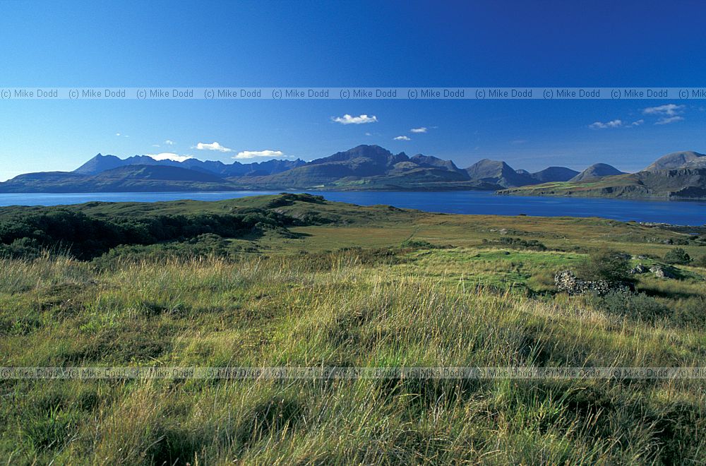 Distant Cullin mountains from Tokavaig, Skye, Scotland