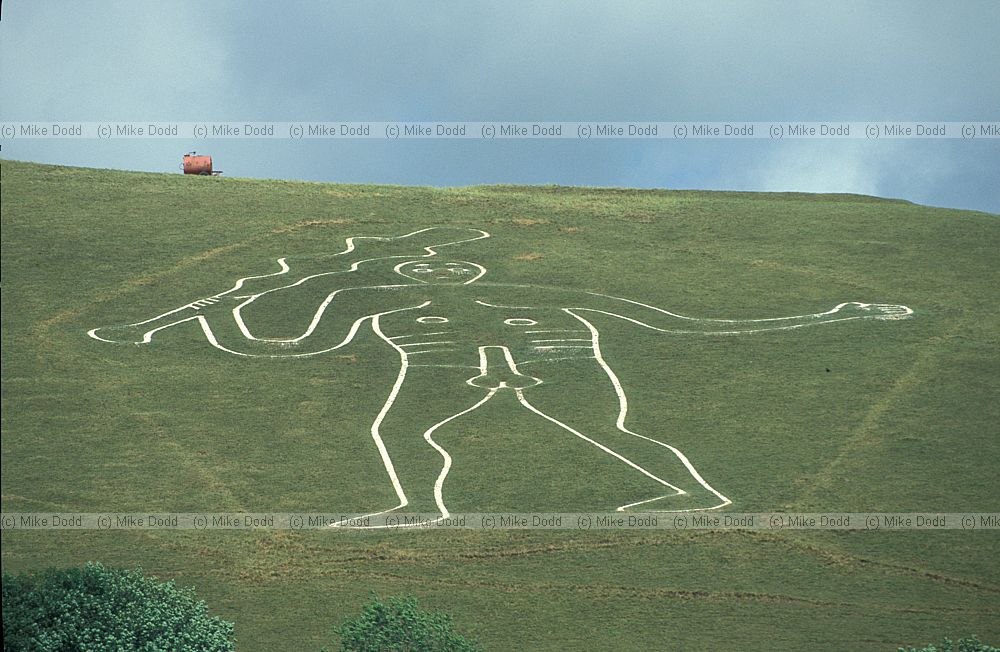 Cerne Abbas giant figure carved out of chalk down, Dorset
