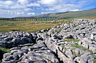 Ribblehaead viaduct distant and limestone pavement