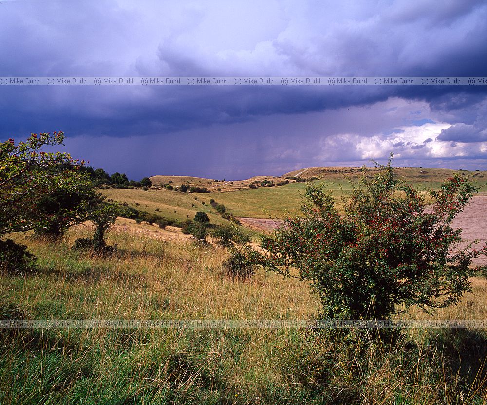Ivinghoe beacon with storm clouds