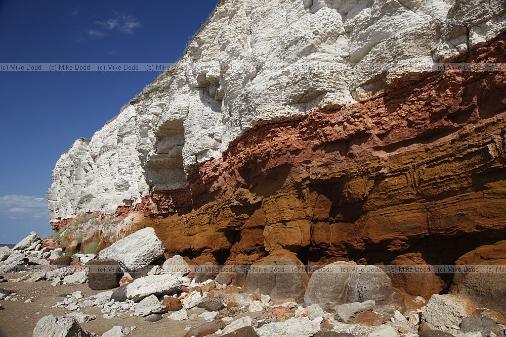 Lower chalk over red chalk and carstone at Hunstanton