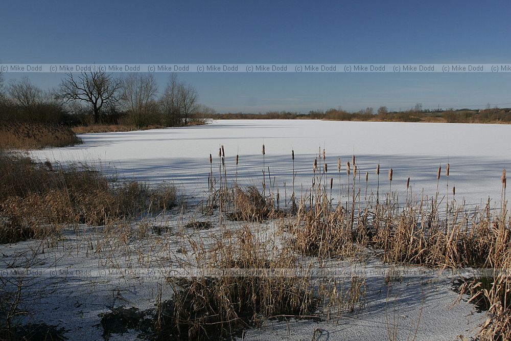 Snow on frozen lakes Summer Leys