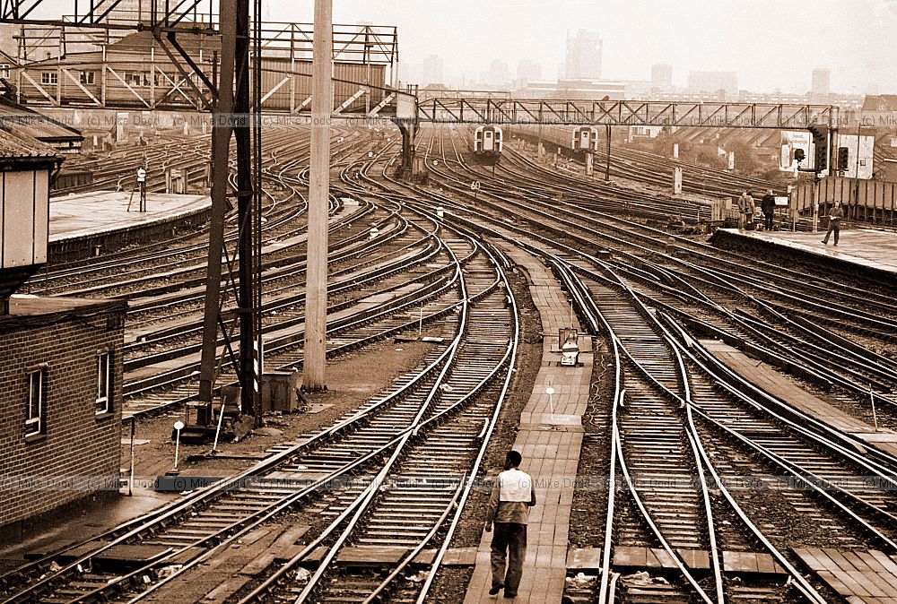 Railway lines, worker, Clapham Junction