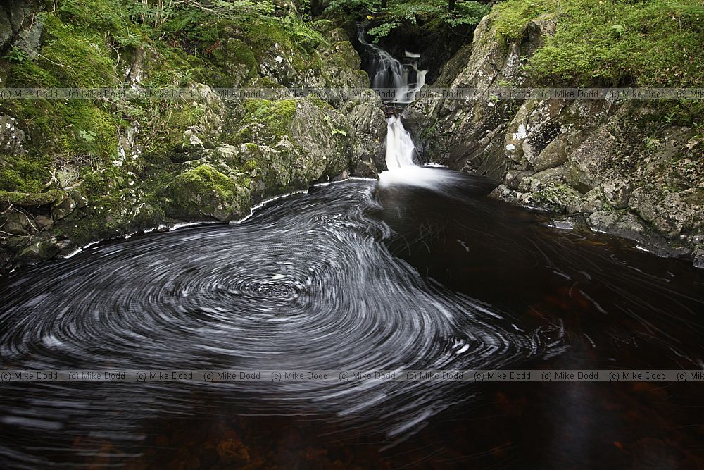 Swirly bubbles after waterfall