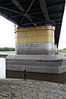 Bridge for water level measurement Baibalakovskaya Protoka (channel of the river), road bridge on Khanty-Mansiysk to Talinka main road