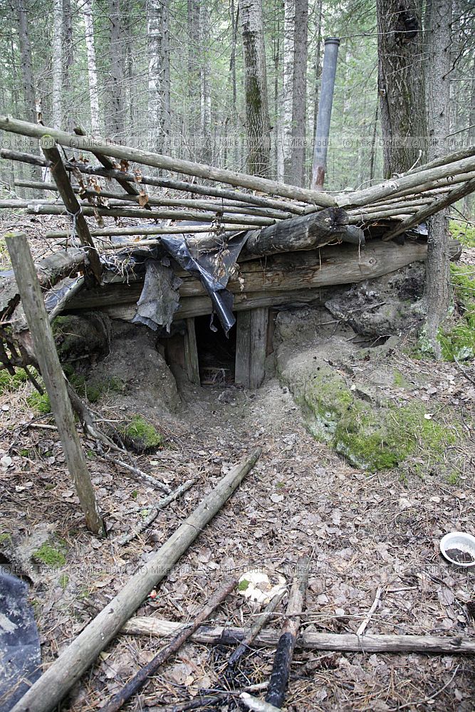 Remains of hunters dwelling in forest