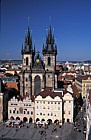 Church of Our Lady before Tyn church Prague.  Spires non symmetrical to represent both masculine and feminine sides of the world