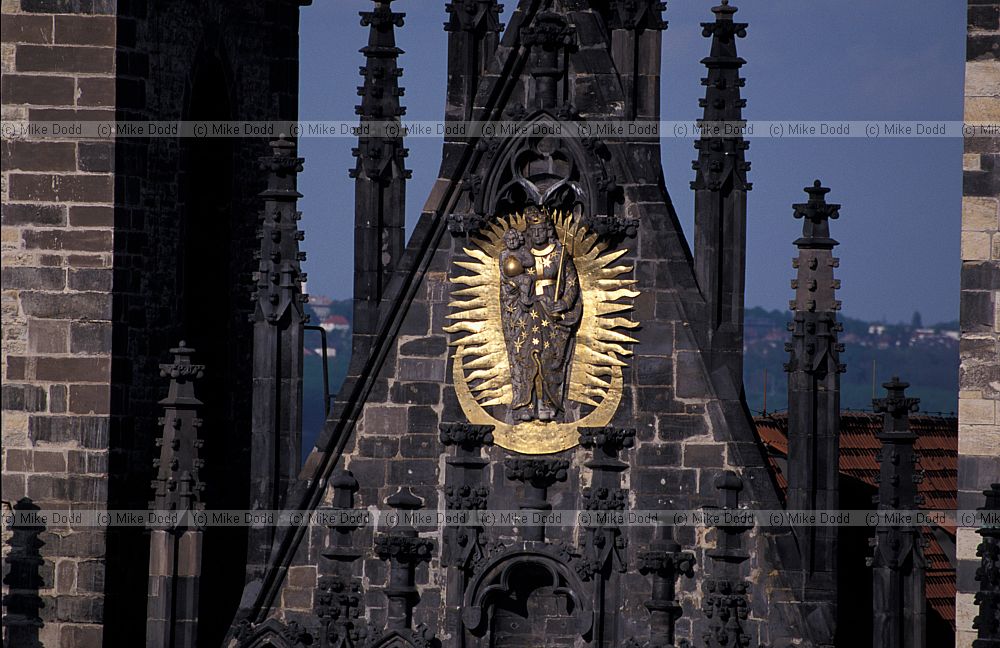 Church of Our Lady before Tyn church Prague.  Spires non symmetrical to represent both masculine and feminine sides of the world