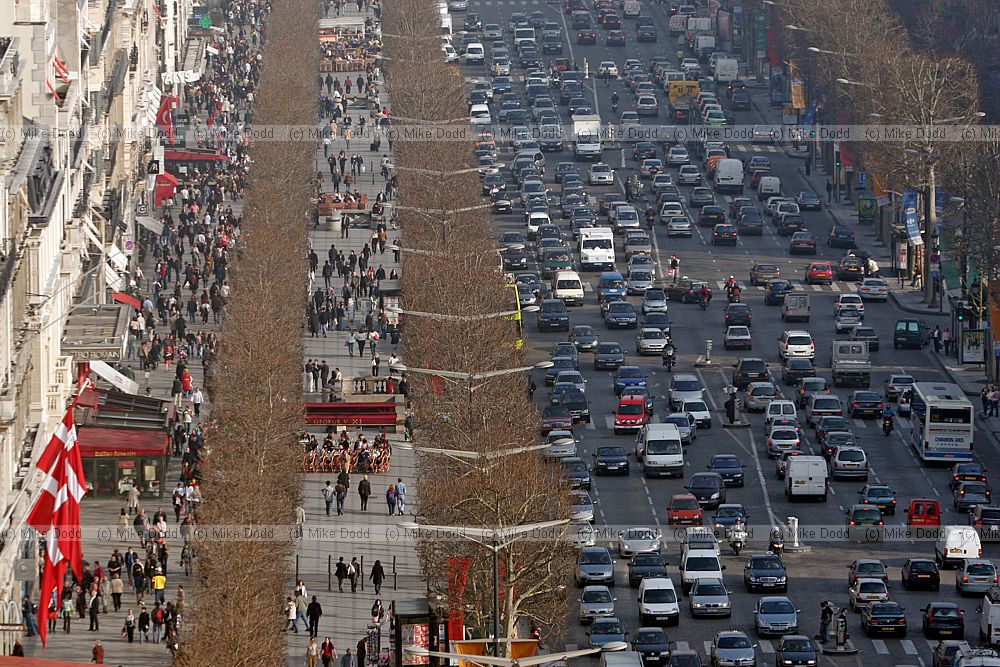 Traffic and people from Arc de Triomphe Paris