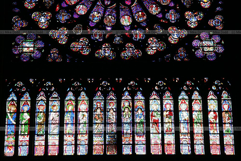 Stained glass window Notre Dame rose window