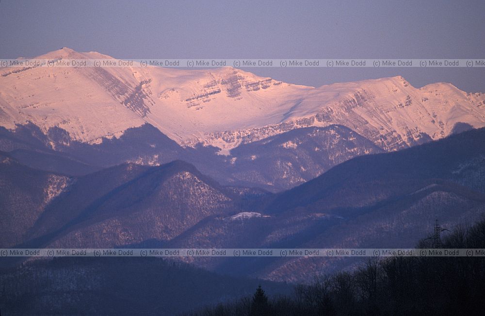 Appenines with snow from Roccalberti