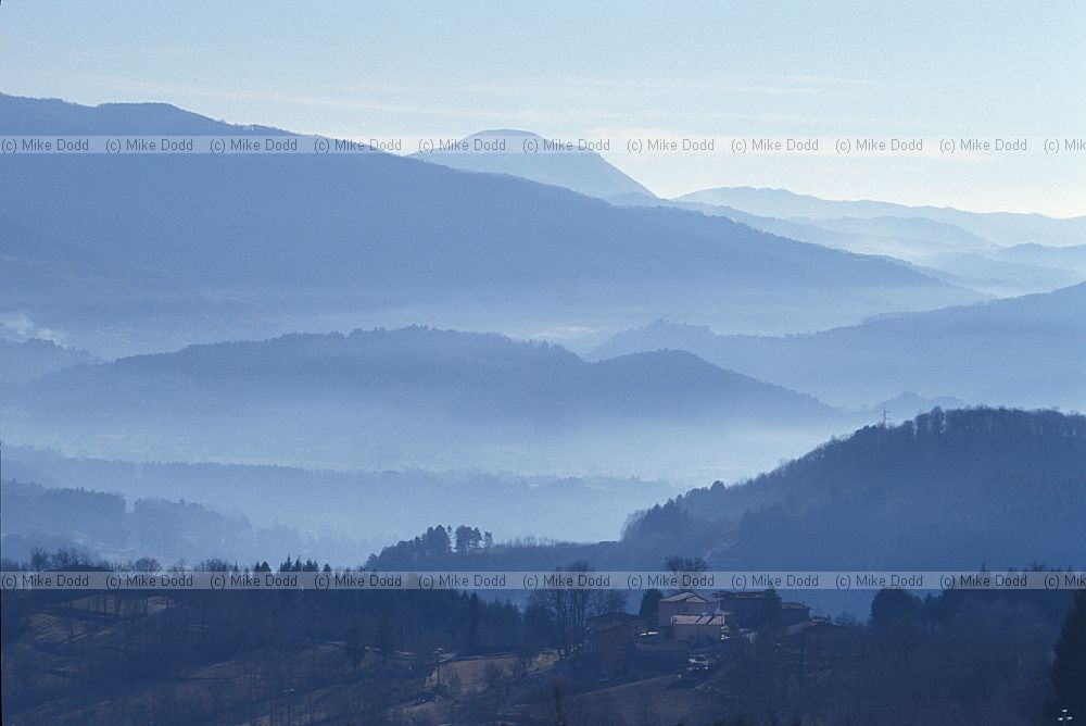 Morning mist and haze Garfagnana valley