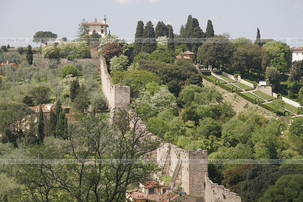 City wall and Giardino di Boboli from Piazzale Michelangelo