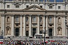 Piazza San Pietro and St Peters Basilica Vatican with crowds of people waiting to see the Pope