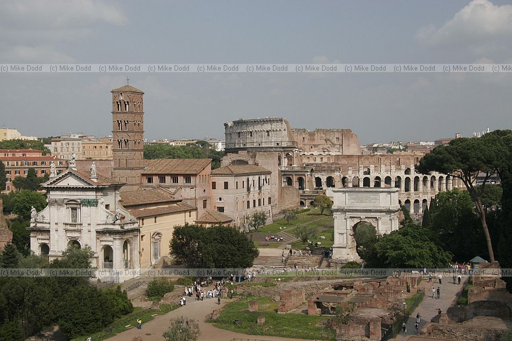 Looking along the Roman Forum towards the Colosseum