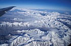 Alps from plane with snow