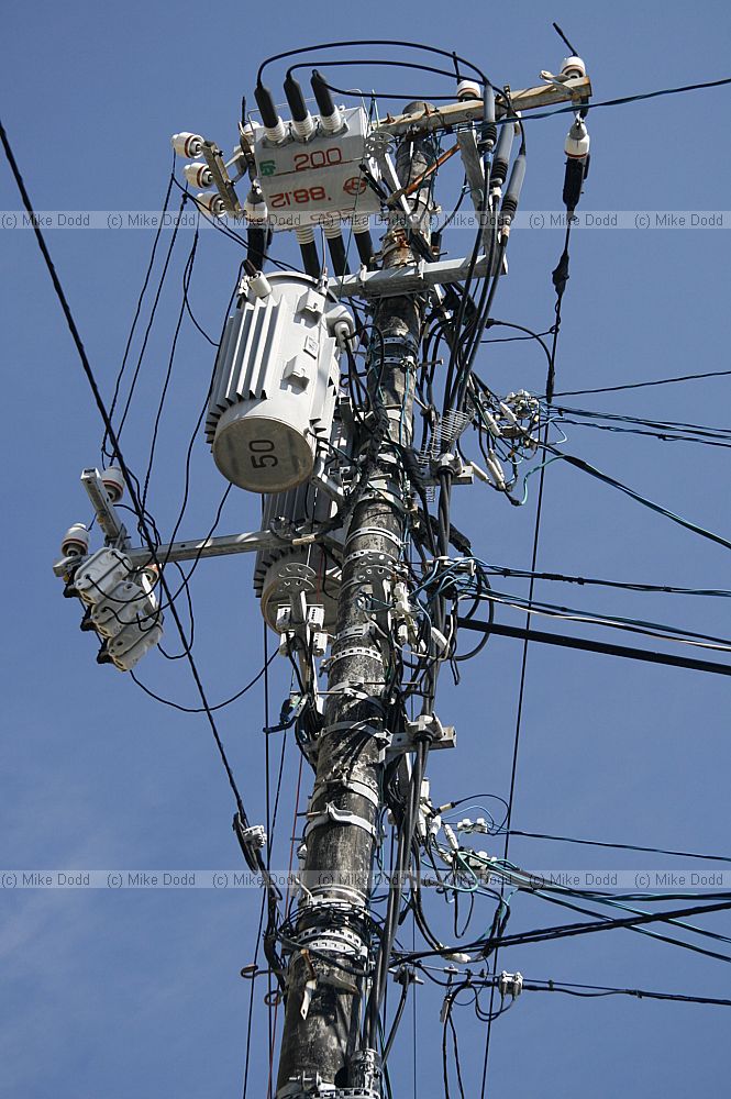 Electric wires on pylon