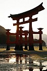 Sunset O-Torii gate to the Itsukushima shrine Miyajima Japan