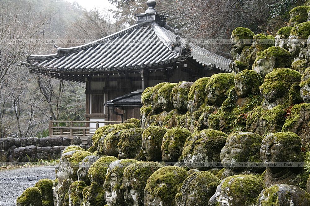 some of the 1200 stone images of Rakan Otagi Nenbutsu-ji Temple