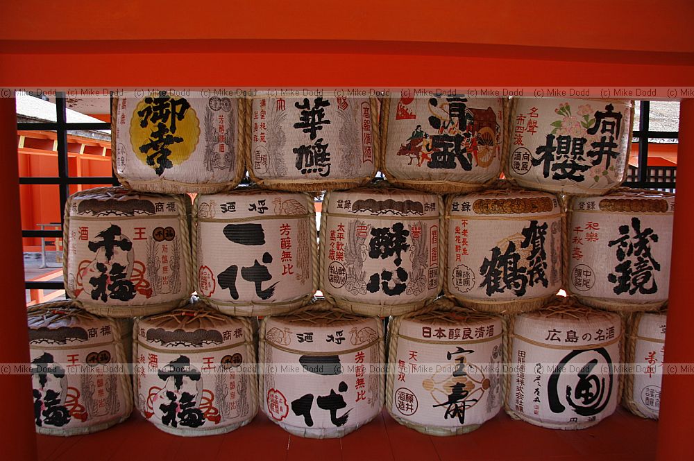 Sake barrels in Itsukushima shrine