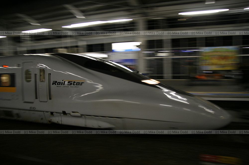 Shinkansen train at night