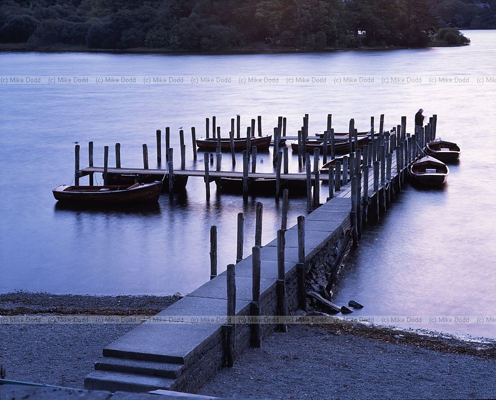 Pier Derwentwater lake district at dusk