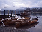 Boats on Derwentwater in bad weather Lake District