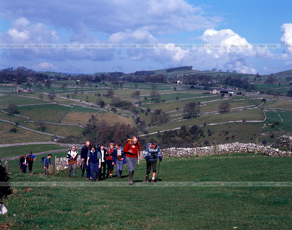 Walkers with Peak district national park leader