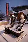 Dangerous Liaisons by Philip Jackson sculpture in theatre district Milton Keynes sculpture in snow