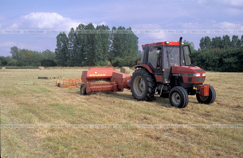 Hay baling with tractor and bailer Walton Hall