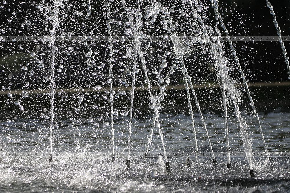 Water droplets, fountain, business district, central Milton Keynes