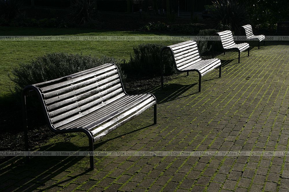park benches, business district, Milton Keynes
