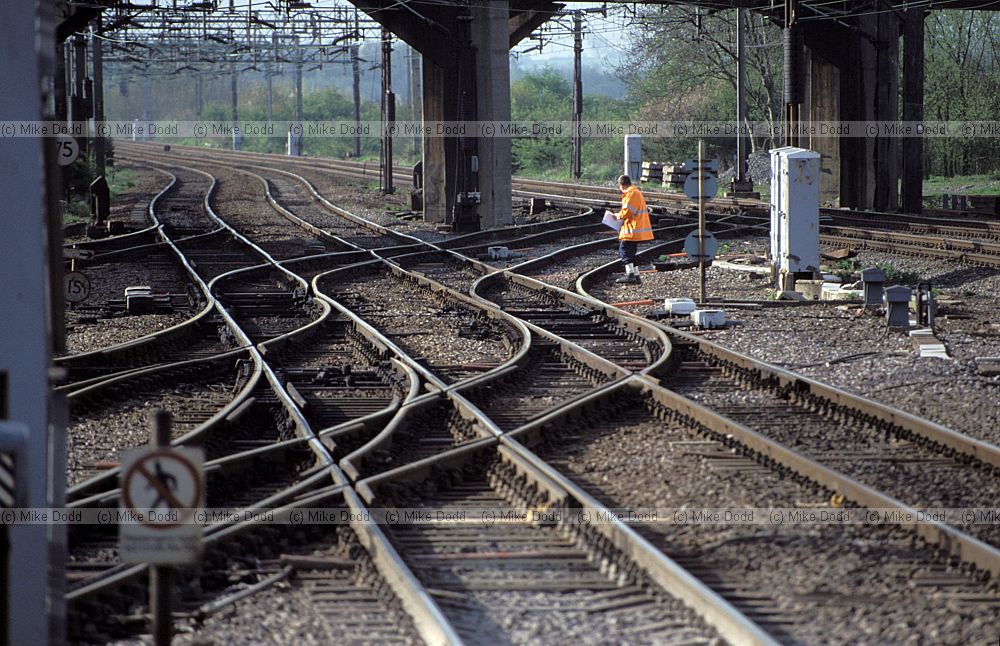 Railway lines and worker, Bletchley