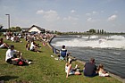 spectators and Jet-ski runabout racing Willen Lake Milton Keynes, water spray and water sports