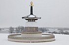 Peace pagoda in snow