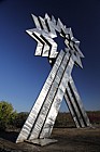 Triple starhead sculpture by Paul Neagu