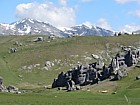 Landscape with well warn rocks Great alpine highway towards Arthurs pass