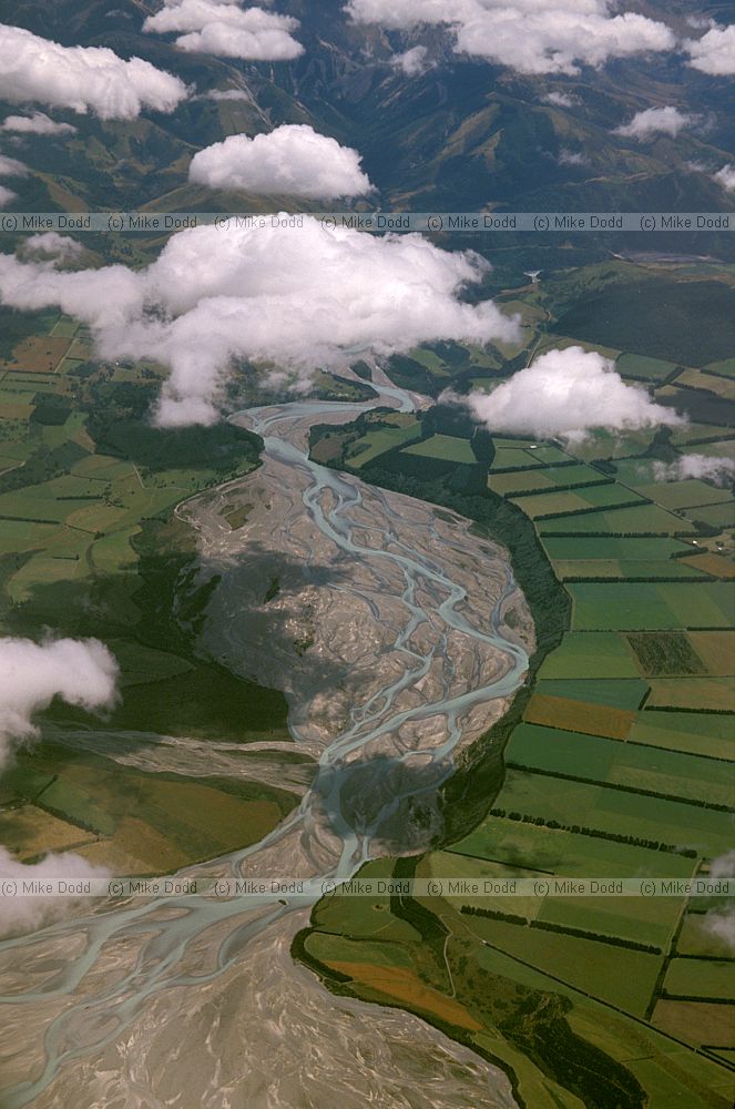 Braided river south island from plane