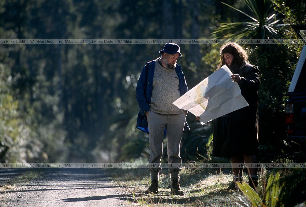 Bastow and Norm in Dacrydium cupressinum Rimu forest Okarito