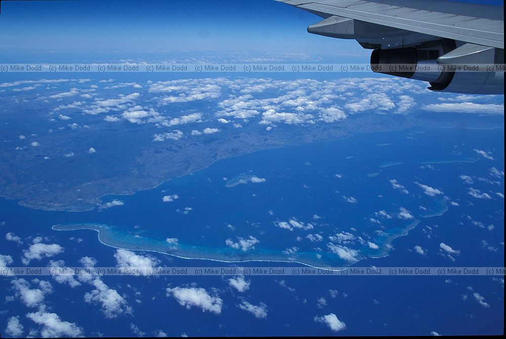 Coral sea from plane north of NZ