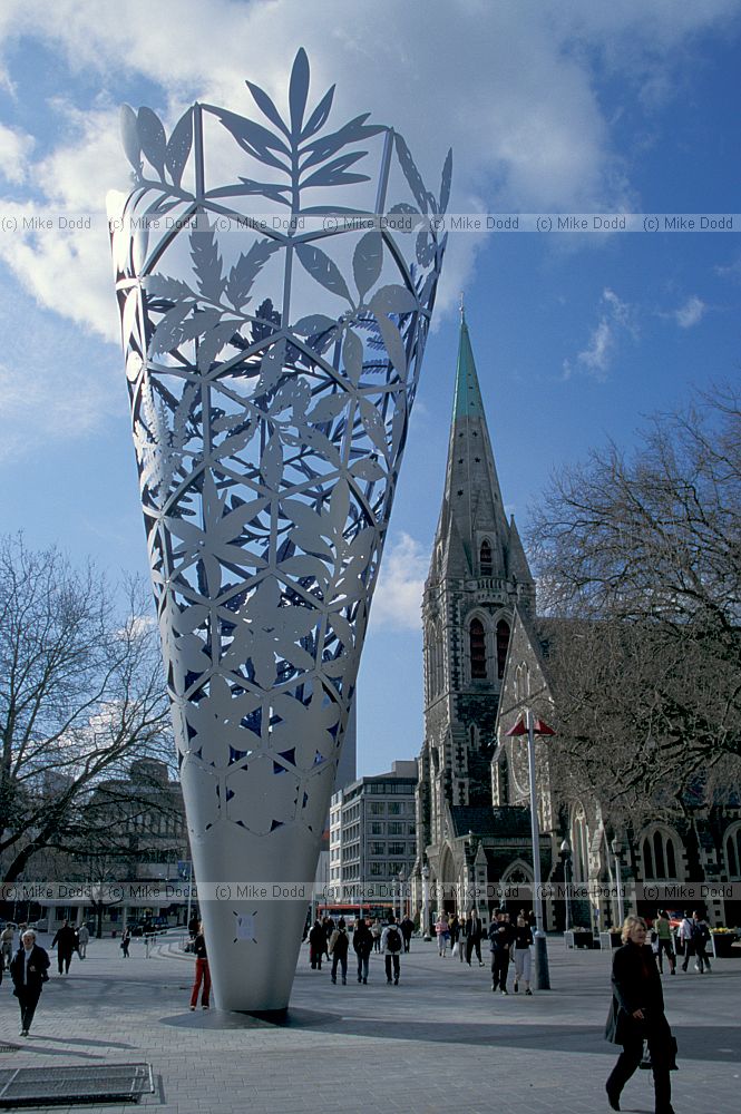 Sculpture cathedral square Christchurch before earthquake