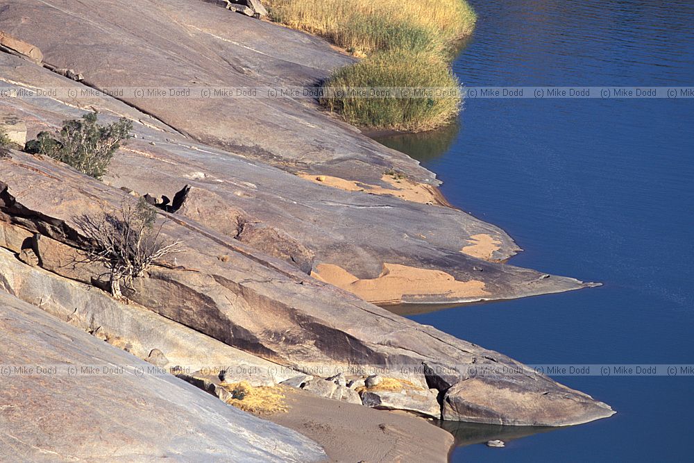 Orange river cutting through gneiss rock Augrabies national park