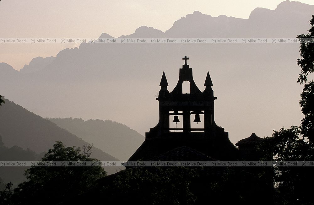 Evening church bells San Pedro de Boya Picos de Europa