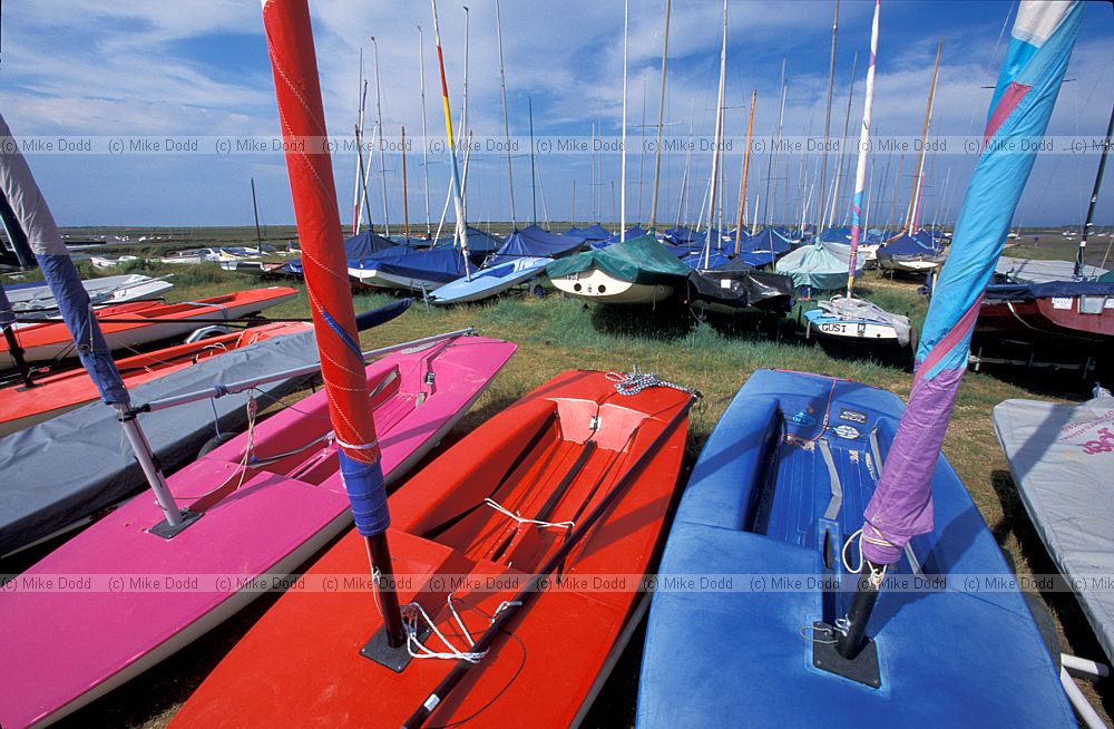 Brightly coloured sail boats Norfolk