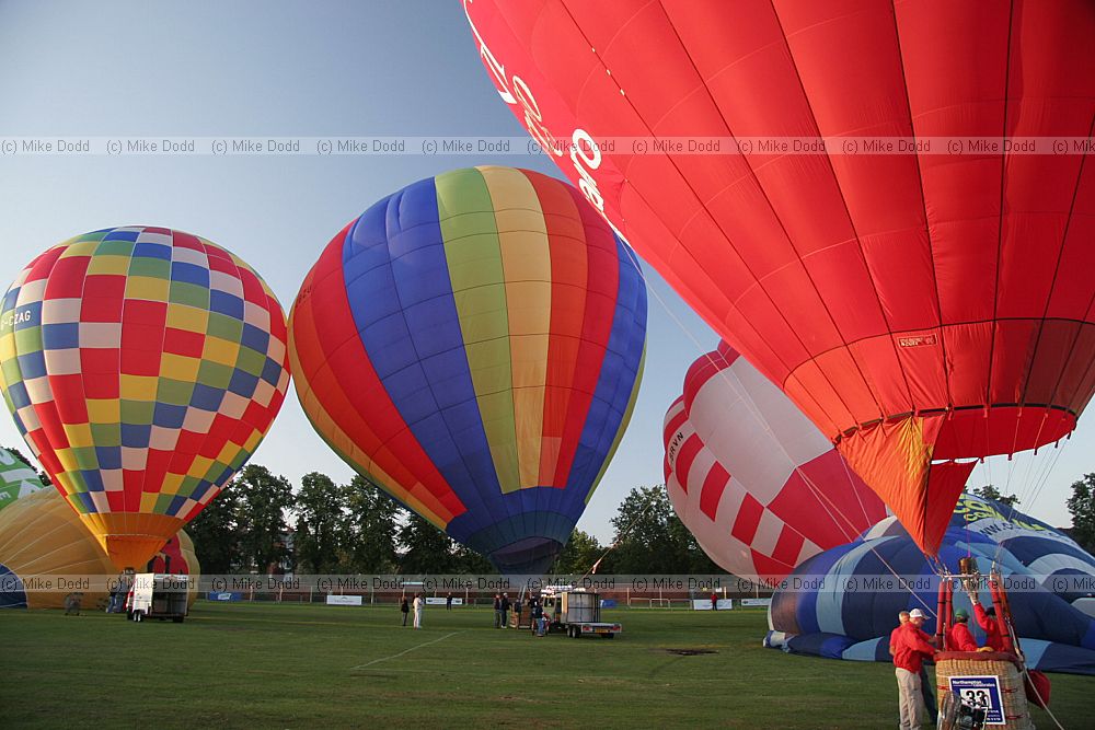 Hot air balloons at Northampton balloon festival taking off